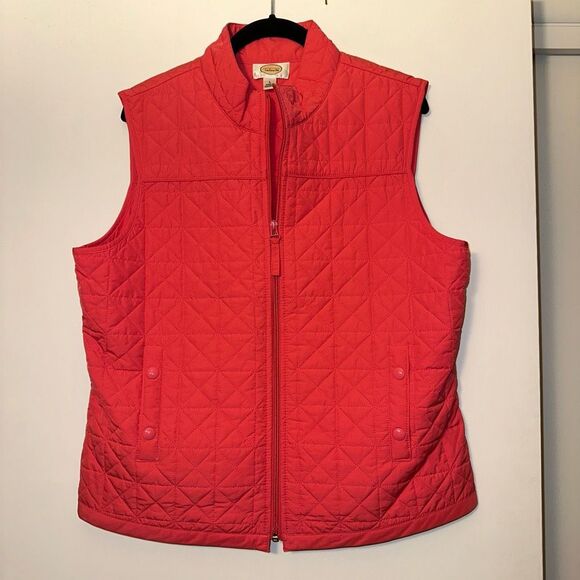 Talbots Large Lightweight Quilted Womens Zipper Vest Bright Pink Pockets EUC - Picture 1 of 7